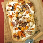 roasted fall vegetable & ricotta pizza