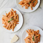 (Lightened Up!) Red Pepper & Goat Cheese Pasta