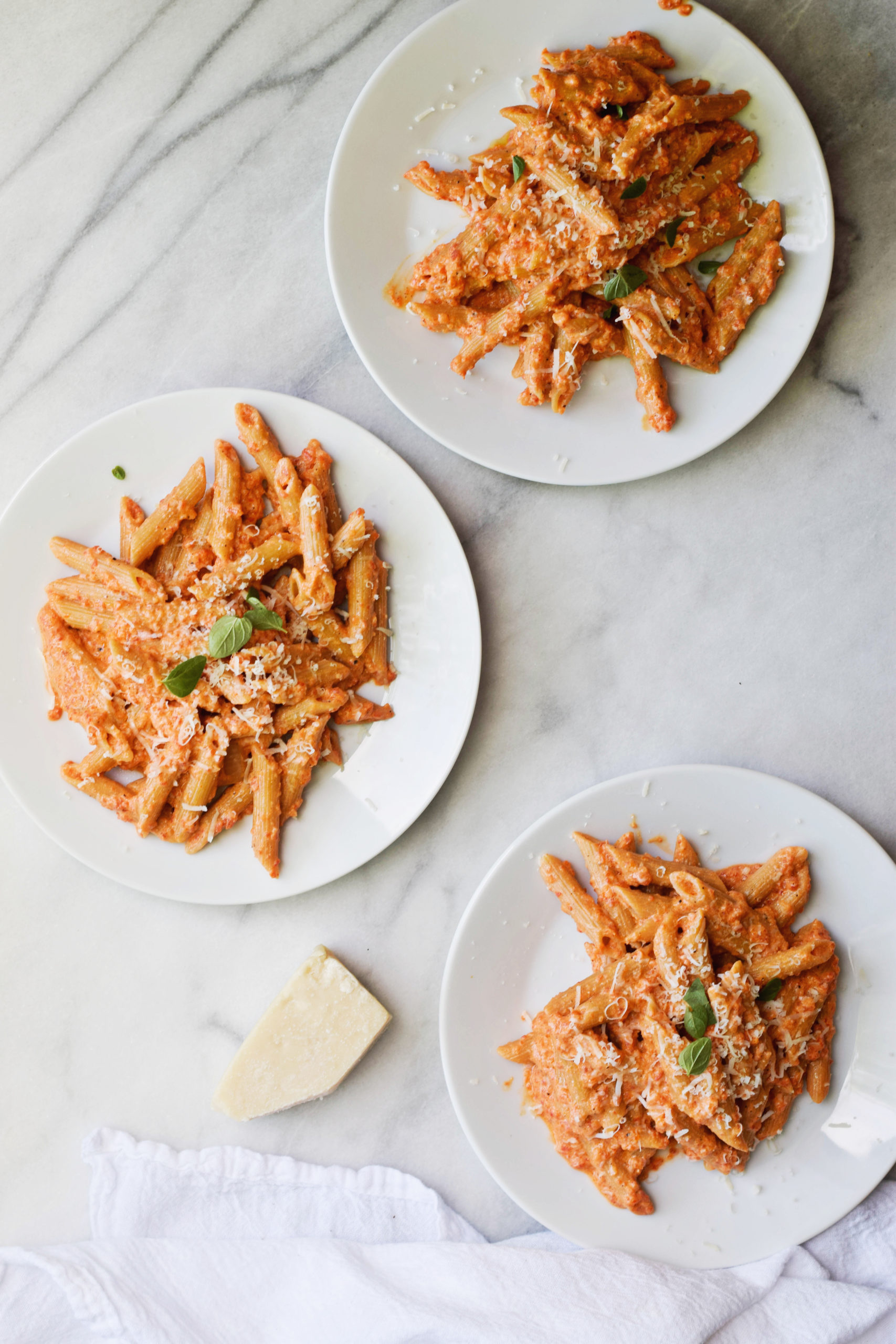 (Lightened Up!) Red Pepper & Goat Cheese Pasta