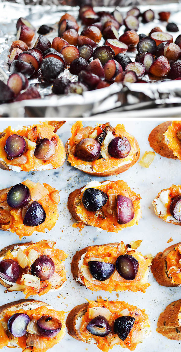 Rachel Schultz: Sweet Potato & Roasted Grape Crostini