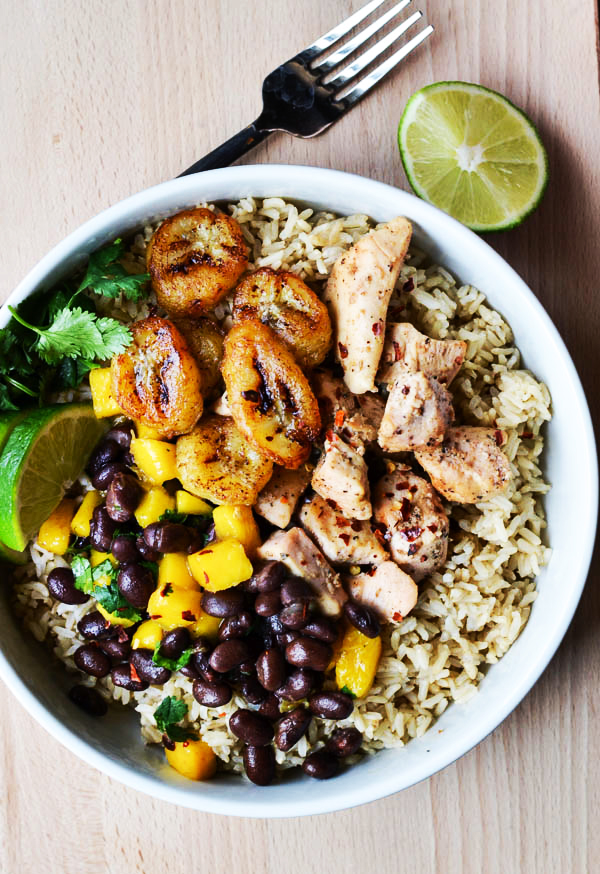 CUBAN CHICKEN & RICE WITH FRIED BANANAS