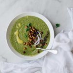 GREEN VEGETABLE SOUP WITH ROASTED CHICKPEAS